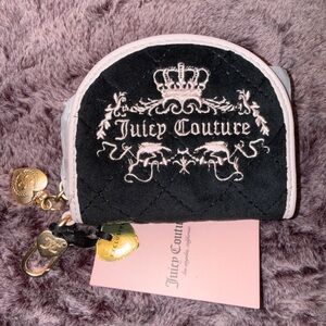 Juicy Couture Juicy Tale Wallet Inside Half Moon Heart Charm Liquorice/Pink New